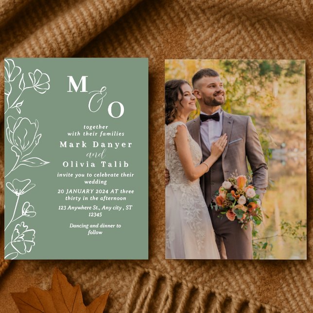 Convites Casamento Floral Branco Elegante (Criador carregado)