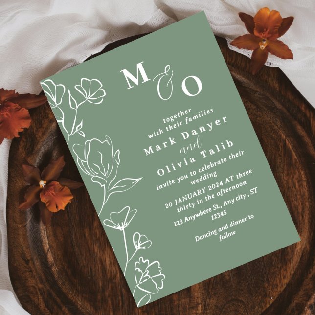 Convites Casamento Floral Branco Elegante (Criador carregado)