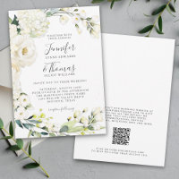 Casamento Floral Branco Elegante com código QR