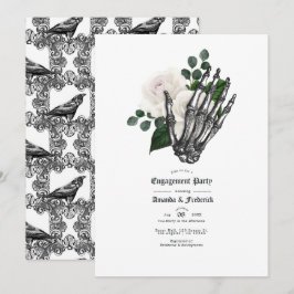 Convites Casamento Floral Branco Gótico Festa de Noivado