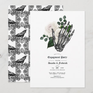 Convites Casamento Floral Branco Gótico Festa de Noivado