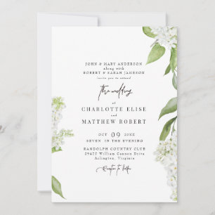 Convites Casamento Floral Branco Moderno e Exquisito