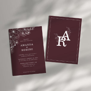 Convites Casamento Floral Branco Moderno Elegante