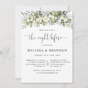 Convites Casamento Floral Branco Na Noite Anterior 