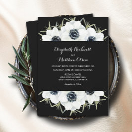 Convites Casamento Floral Branco Negro Tudo em Um