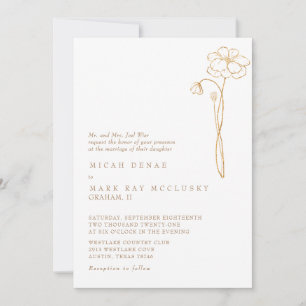 Convites Casamento Floral Branco Ouro Elegante
