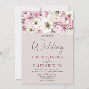 Convites Casamento Floral Branco Rosa