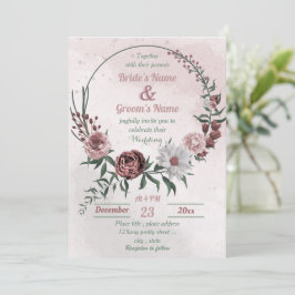 Convites casamento floral branco-rosa de canela cor-de-rosa