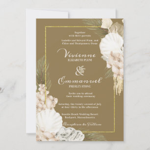 Convites Casamento Floral Branco Tropical Palm Boho
