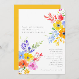 Convites Casamento Floral Bright & Bold Watercolor