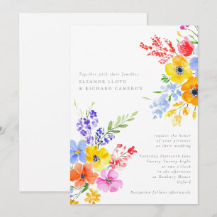 Convites Casamento Floral Bright & Bold Watercolor