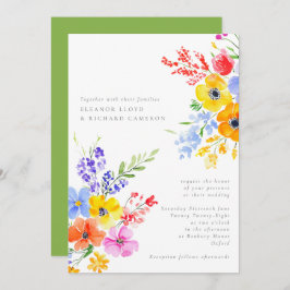 Convites Casamento Floral Bright & Bold Watercolor