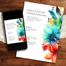 Convites Casamento Floral Bright Watercolor