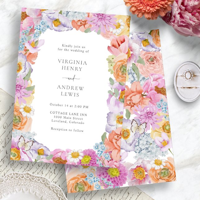 Convites Casamento Floral Brilhante (Colorful Watercolor Floral Bright Wedding Invitation by Painted Paperie
)