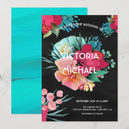 Convites Casamento floral brilhante e ousado tropical