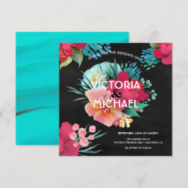 Convites Casamento floral brilhante e ousado tropical