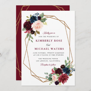 Convites casamento floral burgundy
