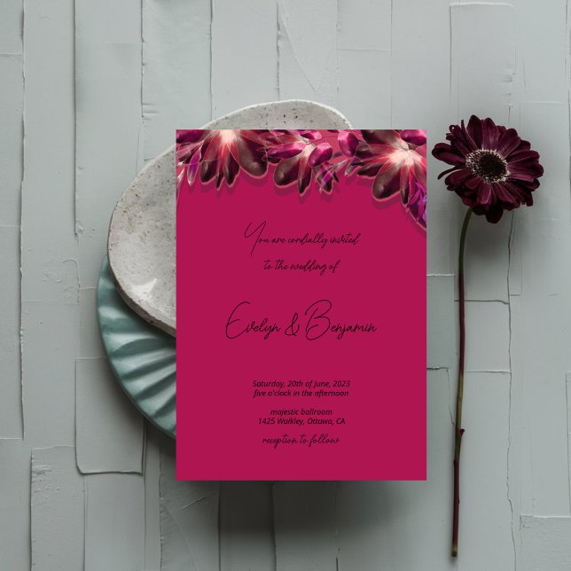 Convites Casamento Floral Burgundy (Criador carregado)