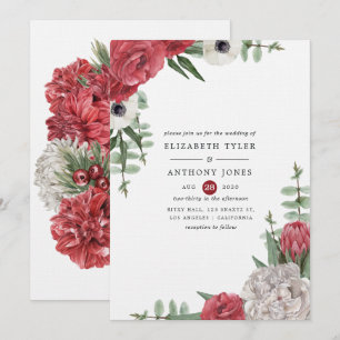 Convites Casamento Floral Burgundy e Branco