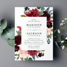Casamento Floral Burgundy Navy Rosa Elegante