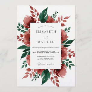 Convites Casamento Floral Burgundy Pintura Viva
