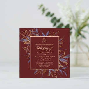 Convites Casamento Floral Burgundy Sombrio Temperamental