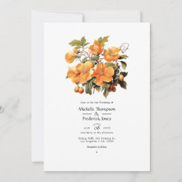 Convites Casamento Floral Caqui