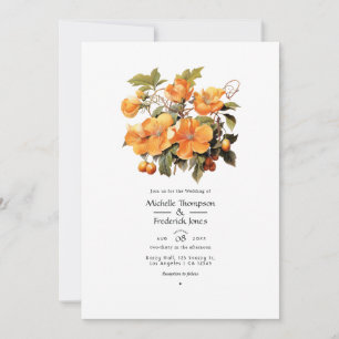 Convites Casamento Floral Caqui