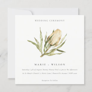 Convites Casamento Floral Cento Nativo Banksia Watercolor