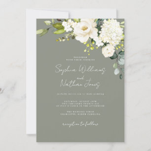 Convites Casamento Floral Champanhe Sage