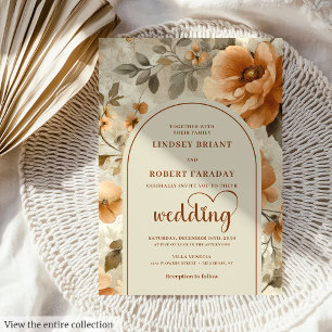 Convites Casamento Floral Chic Boho Terracota Marfim Sage