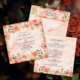 Convites Casamento Floral Chic Watercolor Tudo Em Um