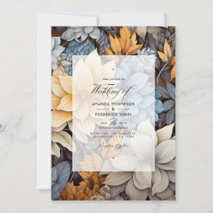 Convites Casamento Floral Cinza e Marrom