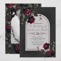 Casamento Floral Cinza Sombrio Rosas Vermelhas de 