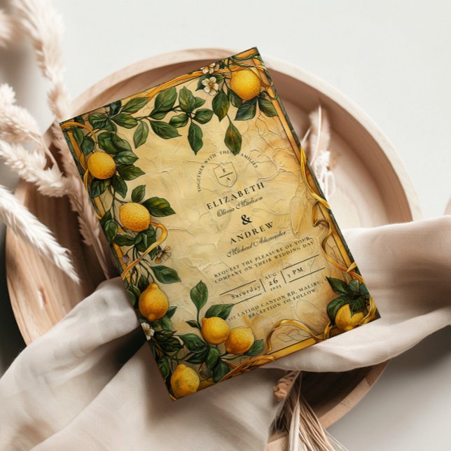 Convites Casamento Floral Cítrico Toscano (Criador carregado)