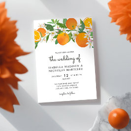 Convites Casamento Floral Citrus Orange Tangerine