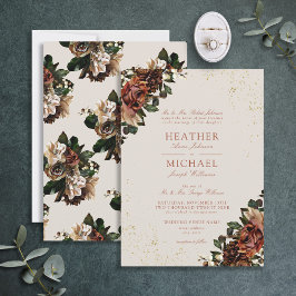 Convites Casamento Floral Clássico Boho Terracotta Greenery