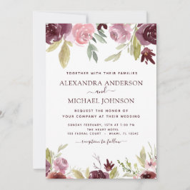 Convites Casamento Floral Clássico Branca Moderna de Aquare