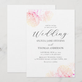 Convites Casamento Floral Clássico Elegante Dourado