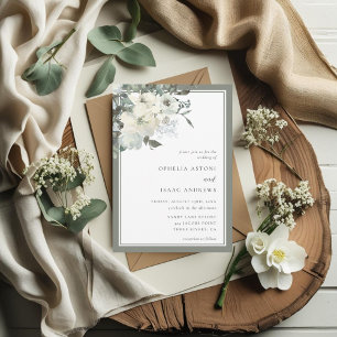 Convites Casamento Floral Clássico Elegante Olive Ivory