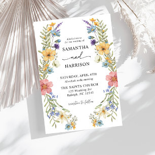 Convites Casamento Floral Colorida de Flor de Flor Selvagem