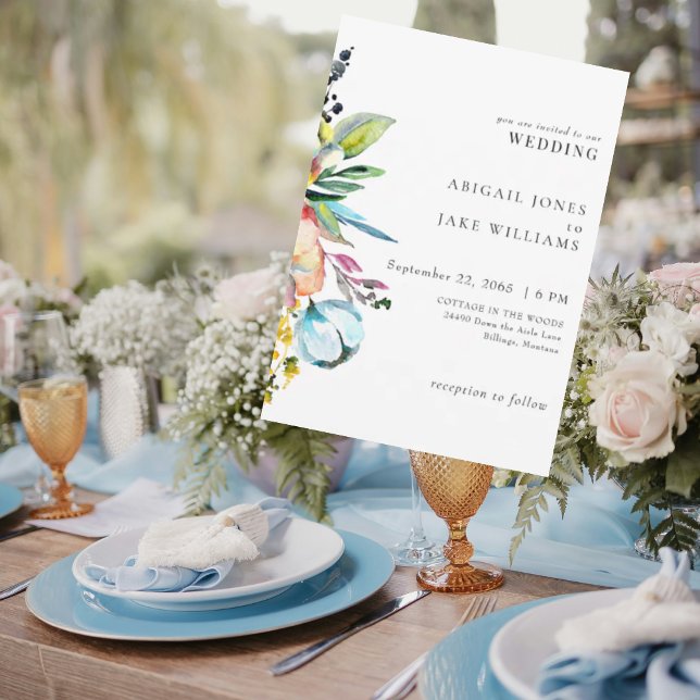 Convites Casamento Floral Colorida de Verão (Criador carregado)