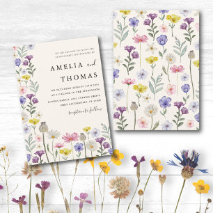 Convites Casamento Floral Colorido Boho de Flores Silvestre