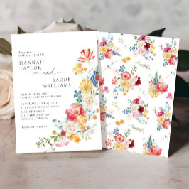 Convites Casamento Floral Colorido de Flor Selvagem