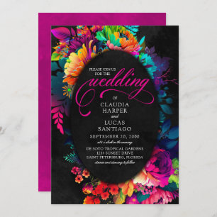 Convites Casamento Floral Colorido Fiesta Watercolor