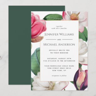 Convites Casamento Floral Colorido Magnolia Blossoms Boho