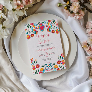Convites Casamento Floral Colorido Otomi Tenangos Mexicano