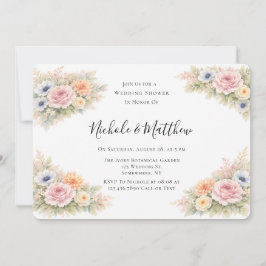 Convites Casamento Floral com Aguarela Suave Chuveiro