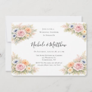 Convites Casamento Floral com Aguarela Suave Chuveiro