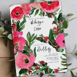 Convites Casamento Floral com Anemone Cor de Água Botânica 